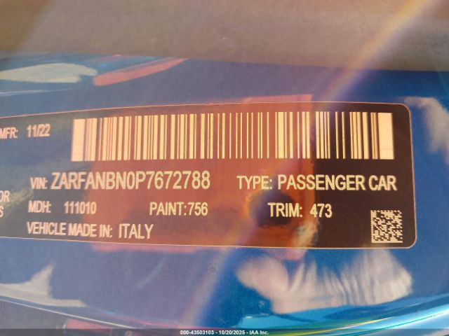 2023 ALFA ROMEO GIULIA ZARFANBN0P7672788 Photo 8