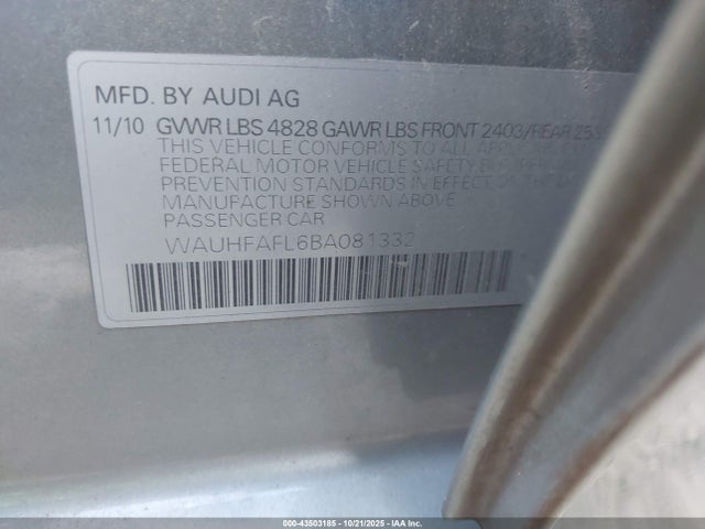 2011 AUDI A4 WAUHFAFL6BA081332 Photo 8