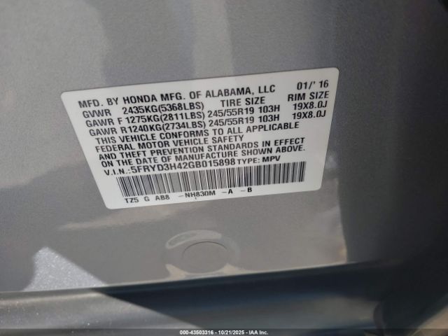 2016 ACURA MDX 5FRYD3H42GB015898 Photo 8
