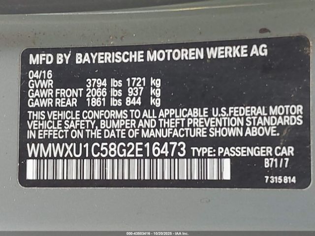 2016 MINI HARDTOP WMWXU1C58G2E16473 Photo 8