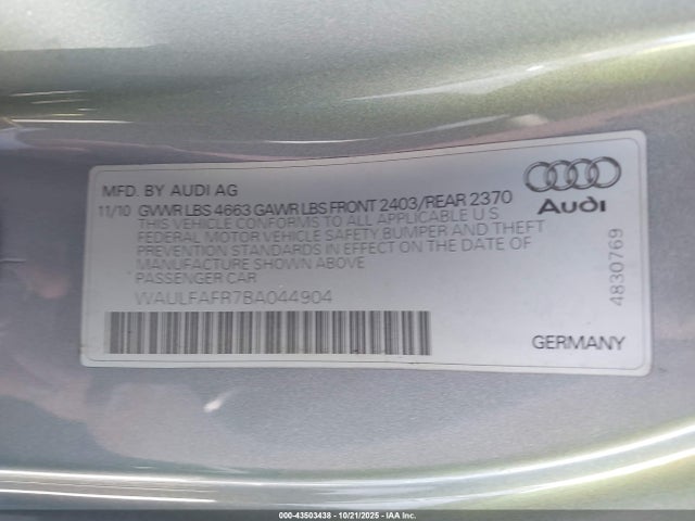2011 AUDI A5 WAULFAFR7BA044904 Photo 8