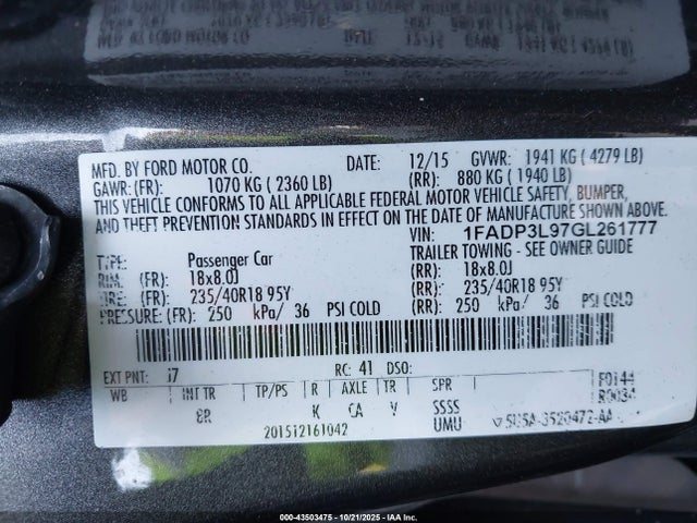 Ford FOCUS ST 2016 1FADP3L97GL261777 Image 9