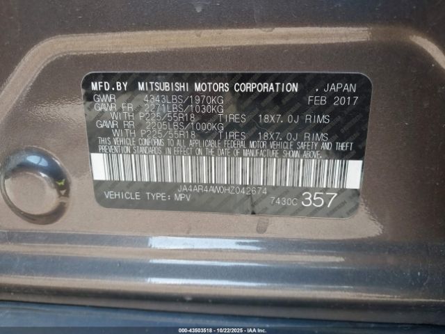 2017 MITSUBISHI OUTLANDER SPORT JA4AR4AW0HZ042674 Photo 8