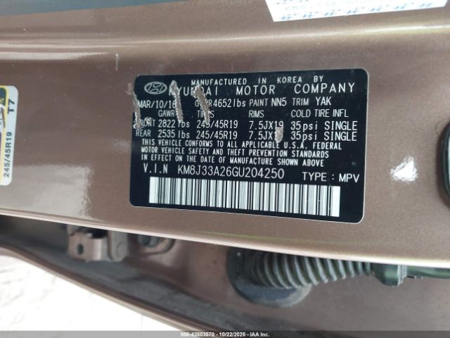 2016 HYUNDAI TUCSON KM8J33A26GU204250 Photo 8