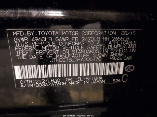 2015 LEXUS GS 350 JTHCE1BL3FA006470 Photo 8