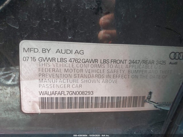 2016 AUDI A4 WAUAFAFL7GN008293 Photo 8