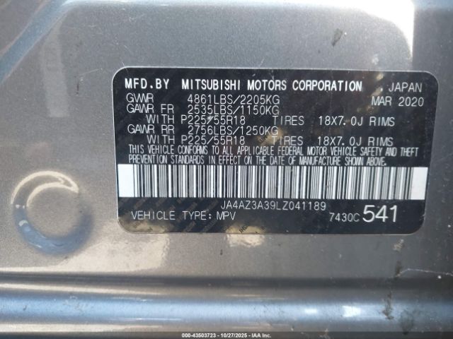 2020 MITSUBISHI OUTLANDER JA4AZ3A39LZ041189 Photo 8