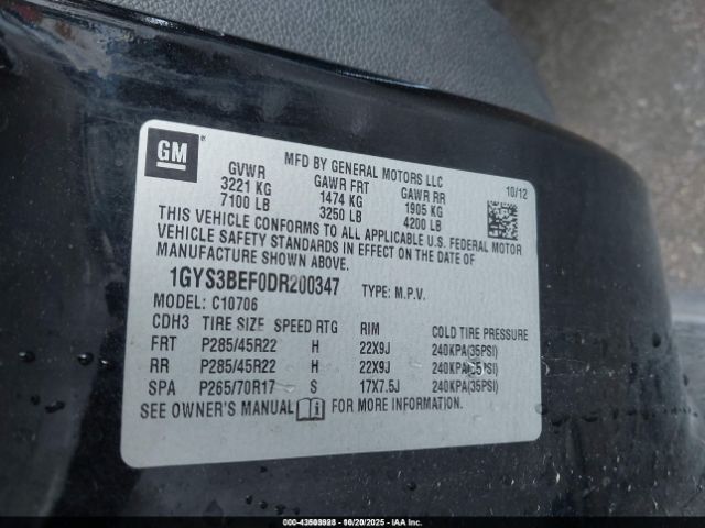 2013 CADILLAC ESCALADE 1GYS3BEF0DR200347 Photo 8