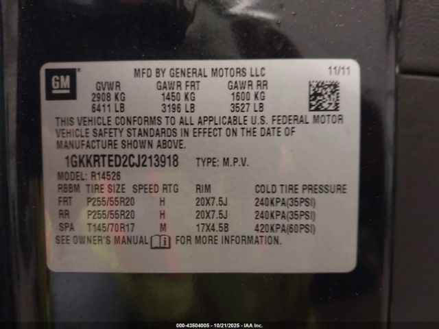 2012 GMC ACADIA 1GKKRTED2CJ213918 Photo 8