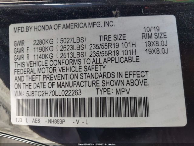 2020 ACURA RDX 5J8TC2H70LL022263 Photo 8