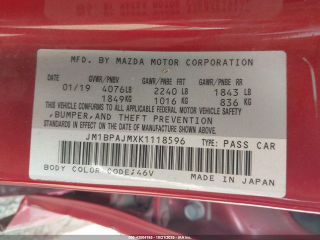 2019 MAZDA MAZDA3 JM1BPAJMXK1118596 Photo 8