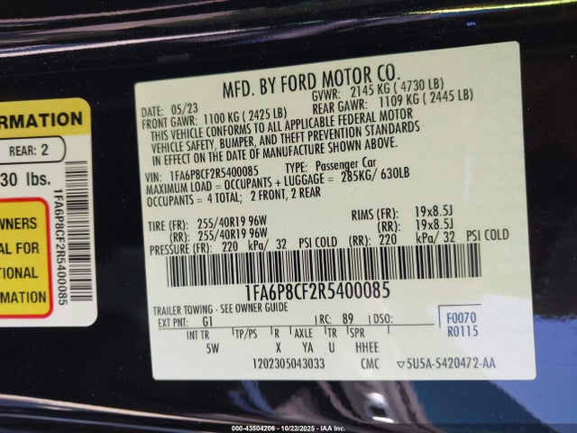 2024 FORD MUSTANG 1FA6P8CF2R5400085 Photo 8