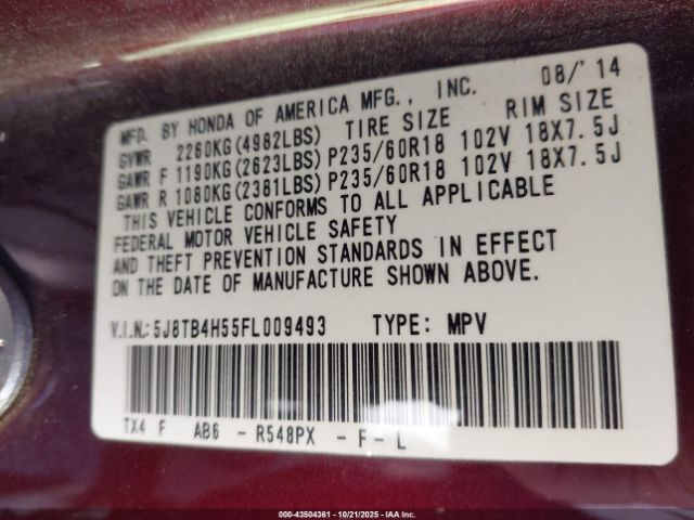 2015 ACURA RDX 5J8TB4H55FL009493 Photo 8