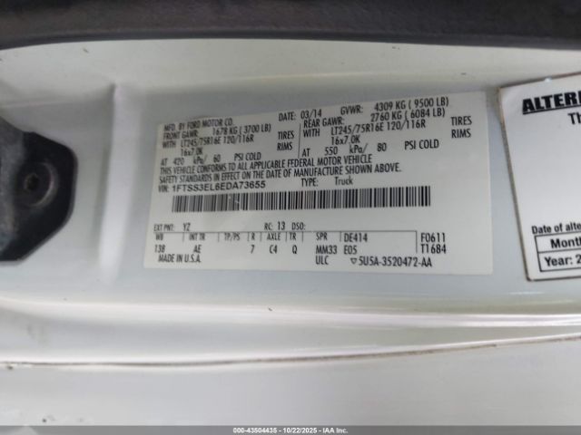 2014 FORD E-350 SUPER DUTY 1FTSS3EL6EDA73655 Photo 8