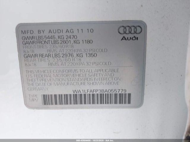 2011 AUDI Q5 WA1LFAFP3BA055779 Photo 8