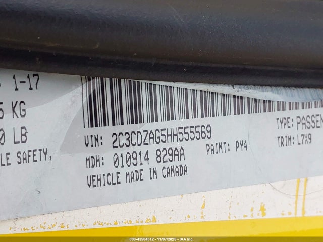 Aukcja sprzedaży 2017 Dodge Challenger Sxt, vin: 2C3CDZAG5HH555569, numer aukcji: 43504512