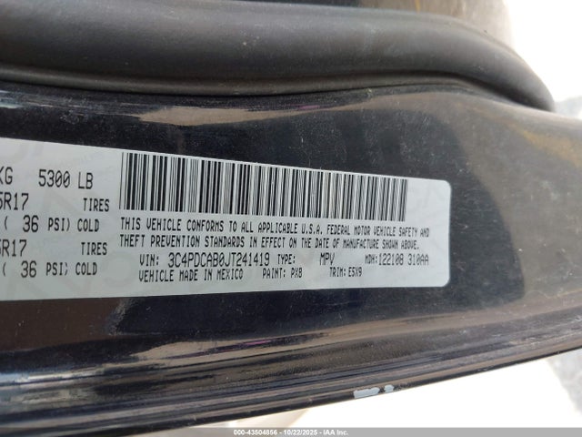 43504856 :رقم المزاد ، 3C4PDCAB0JT241419 vin ، 2018 Dodge Journey Se مزاد بيع