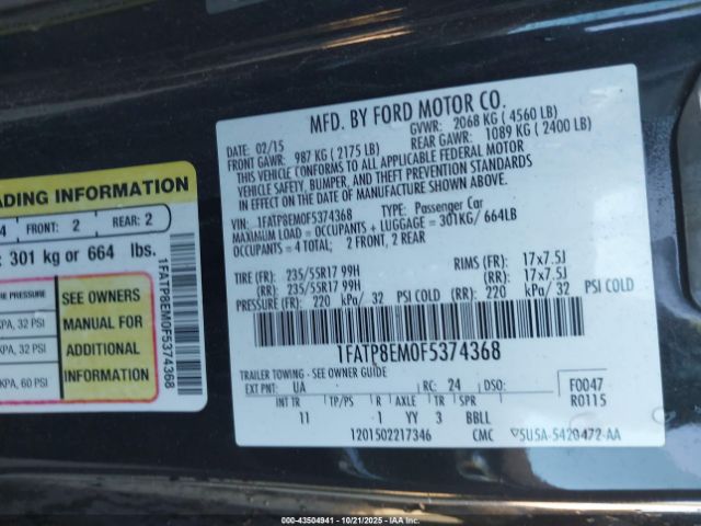 2015 FORD MUSTANG 1FATP8EM0F5374368 Photo 8