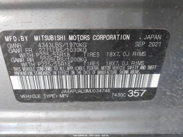 2021 MITSUBISHI OUTLANDER SPORT JA4APUAU9MU034746 Photo 8