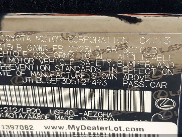 2013 LEXUS LS 460 JTHBL5EF3D5121493 Photo 8