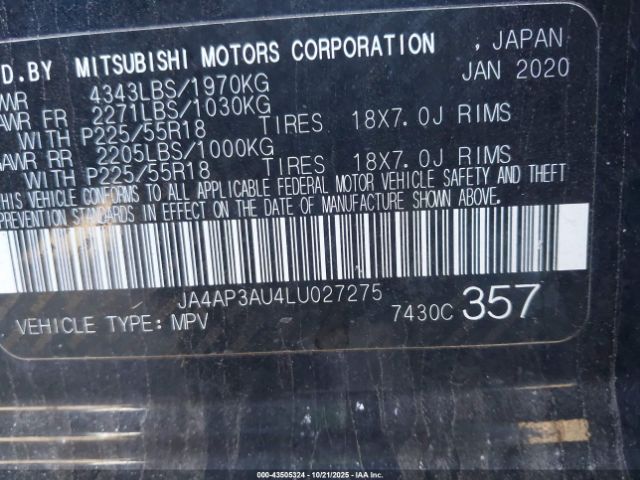 2020 MITSUBISHI OUTLANDER SPORT JA4AP3AU4LU027275 Photo 8