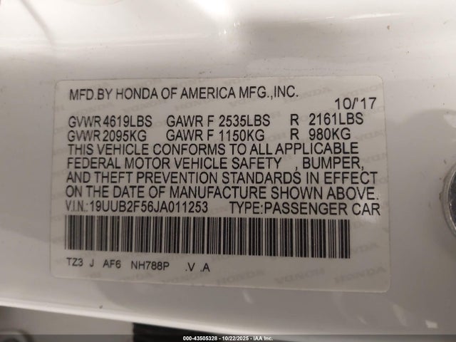 Продаж на аукціоні авто 2018 Acura Tlx Tech Pkg, vin: 19UUB2F56JA011253, номер лоту: 43505328