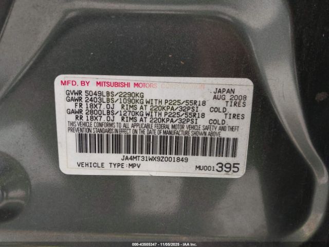 2009 MITSUBISHI OUTLANDER JA4MT31WX9Z001849 Photo 8