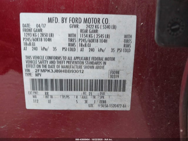 2017 FORD EDGE 2FMPK3J89HBB93012 Photo 8