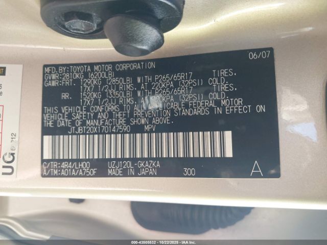 2007 LEXUS GX 470 JTJBT20X170147590 Photo 8