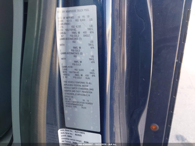 43505557 :رقم المزاد ، 1FDBF6PM9KKB25858 vin ، 2019 Ford Transit-350 Cutaway مزاد بيع