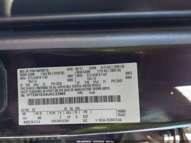 Ford F-150 Xlt 2018 1FTEW1EG9JKC23983 Image 9