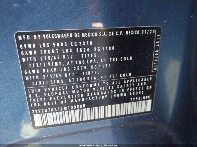 2020 VOLKSWAGEN TIGUAN 3VV2B7AX1LM109898 Photo 8