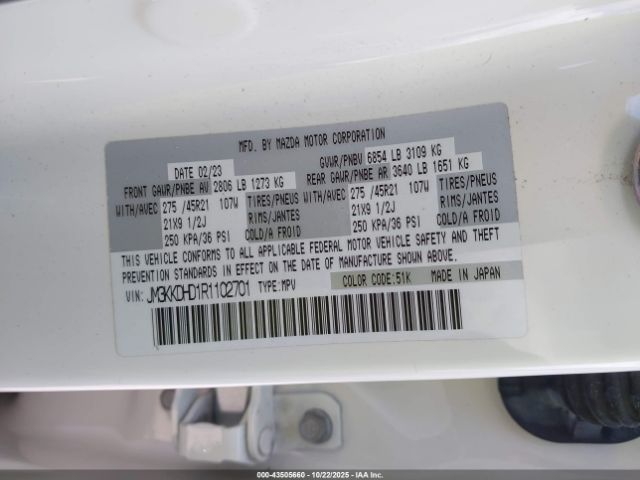 2024 MAZDA CX-90 JM3KKDHD1R1102701 Photo 8