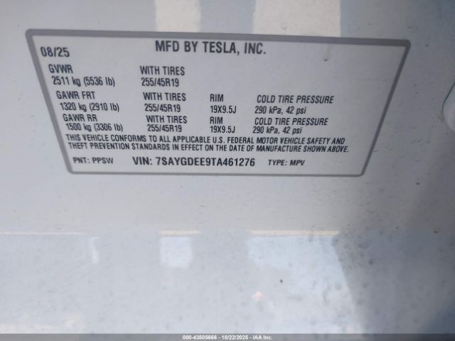 2026 TESLA MODEL Y 7SAYGDEE9TA461276 Photo 8