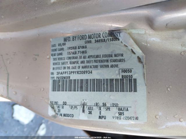 2000 FORD ESCORT 3FAFP13P9YR208934 Photo 8