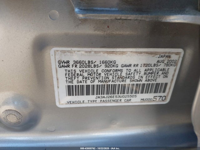 2003 MITSUBISHI LANCER JA3AJ26E53U025505 Photo 8