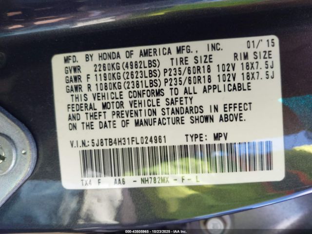 2015 ACURA RDX 5J8TB4H31FL024961 Photo 8