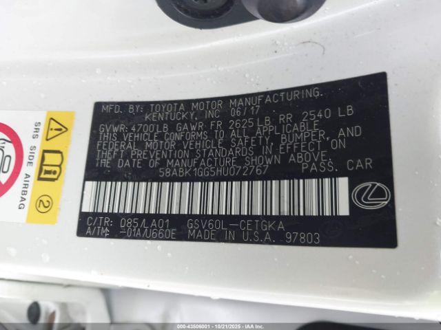 2017 LEXUS ES 350 58ABK1GG5HU072767 Photo 8