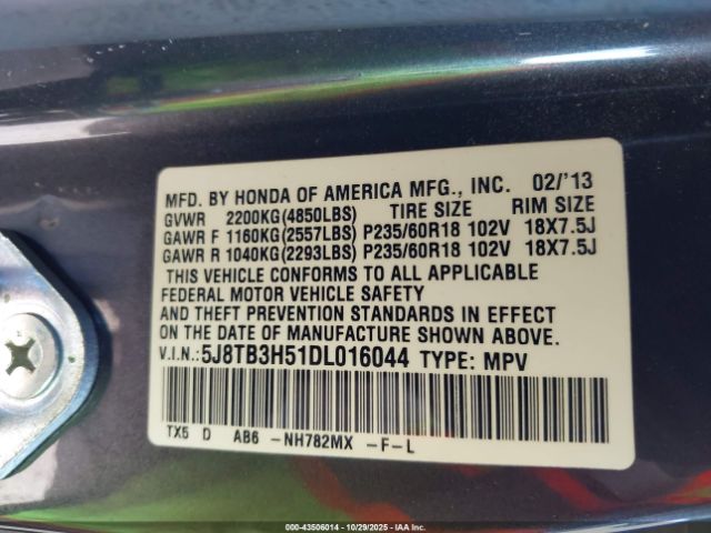 2013 ACURA RDX 5J8TB3H51DL016044 Photo 8