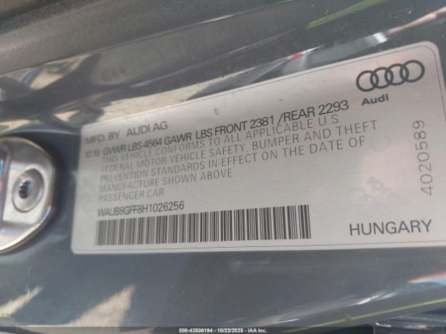 2017 AUDI A3 WAUB8GFF8H1026256 Photo 8
