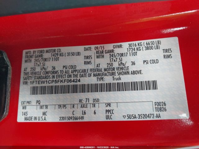 2015 FORD F-150 1FTEW1CP5FKF06424 Photo 8