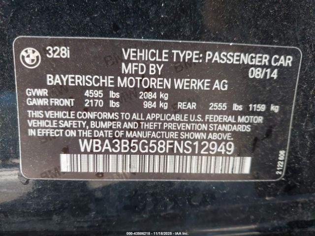 2015 BMW 328I WBA3B5G58FNS12949 Photo 8