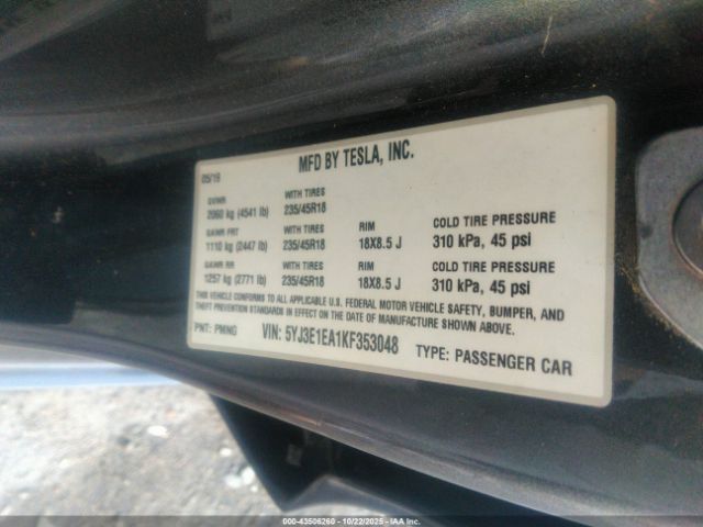 2019 TESLA MODEL 3 5YJ3E1EA1KF353048 Photo 8