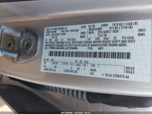 2020 FORD ESCAPE 1FMCU0G65LUC35496 Photo 8