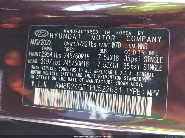 KM8R24GE1PU522631 Hyundai Palisade S