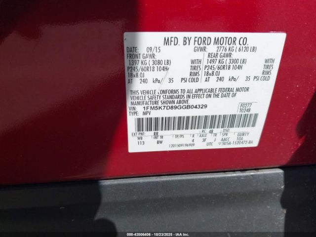 2016 FORD EXPLORER 1FM5K7D89GGB04329 Photo 8