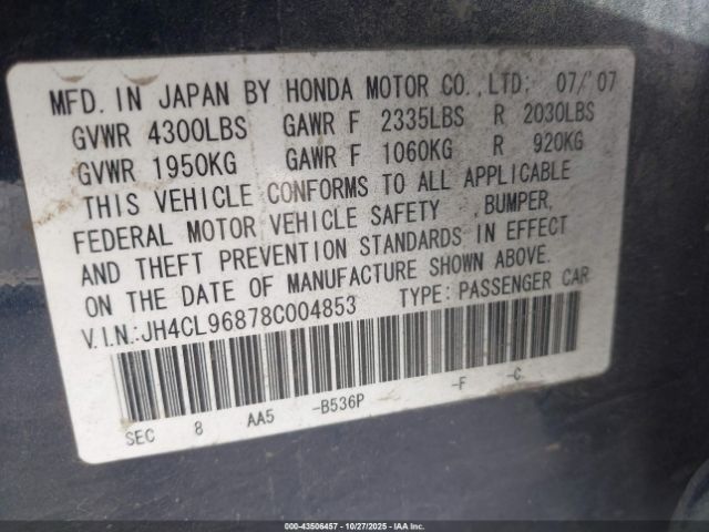 2008 ACURA TSX JH4CL96878C004853 Photo 8