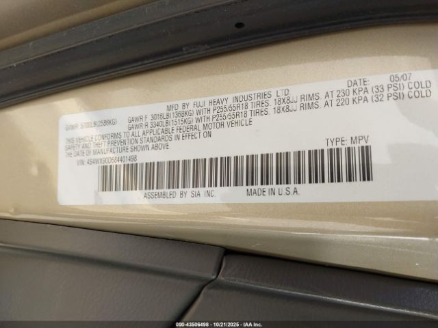 2008 SUBARU TRIBECA 4S4WX90D684401498 Photo 8