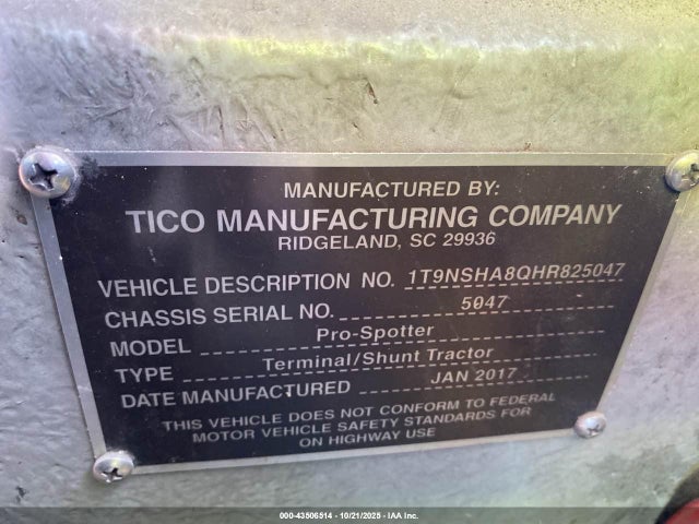 2017 Terminal Investment Corp Pro-spotter მანქანა იყიდება აუქციონზე, vin: 1T9NSHA8QHR825047, აუქციონის ნომერი: 43506514