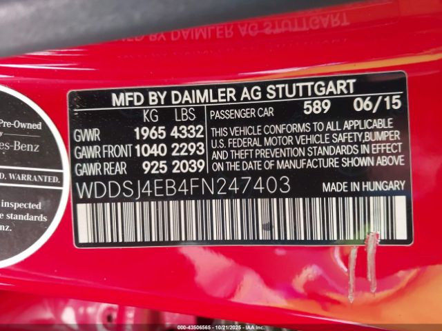 2015 MERCEDES-BENZ CLA 250 WDDSJ4EB4FN247403 Photo 8
